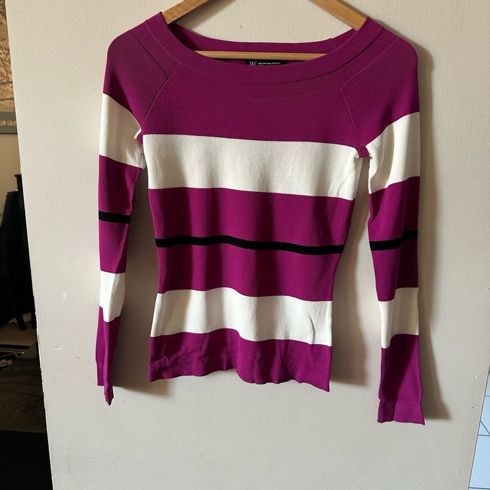 INC International Concepts Pink and White Striped Top
